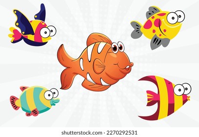 Cute fish collection design eps vector design