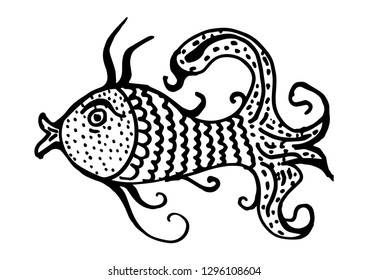 Cute fish coloring book 