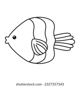 página de color de pescado lindo aislado .vector ilustración
