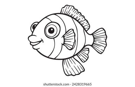 cute fish coloring page for kids. 