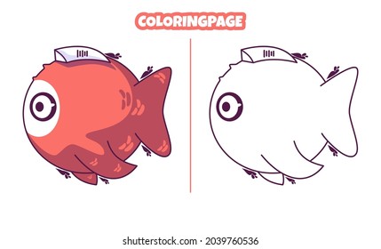 cute Fish with coloring pages suitable for kids