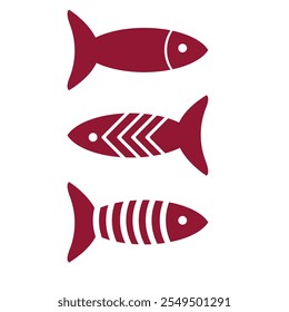 Cute fish element vector red set