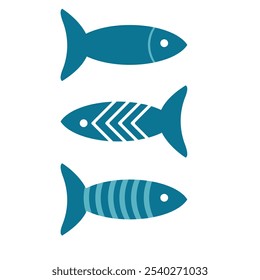 Cute fish element vector set