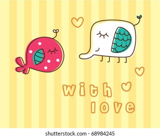 cute fish and cute elephant