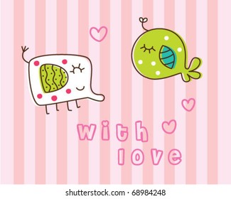 cute fish and cute elephant