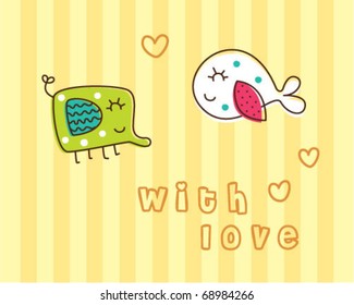 cute fish and cute elephant