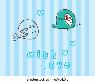 cute fish and cute elephant
