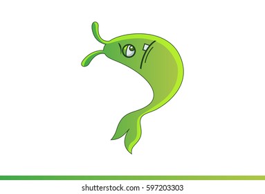 Cute Fish Emoji Annoyed. Vector Illustration. Isolated on white background.