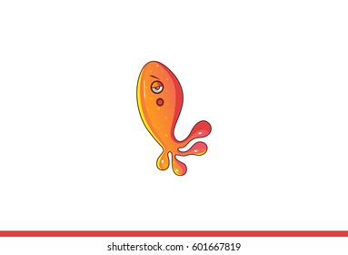 Cute Fish Emoji Sick. Vector Illustration. Isolated on white background.