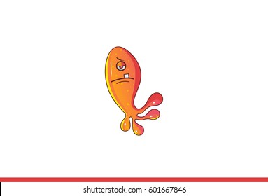 Cute Fish Emoji Upset. Vector Illustration. Isolated on white background.