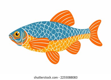 cute fish in flat cartoon style