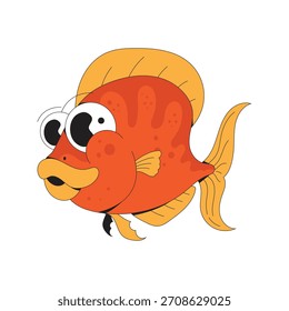 Ilustración de icono de dibujos animados de diseño plano de pescado lindo