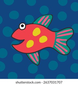Cute fish in flat style. Childish character. Cartoon flat graphic vector illustrations