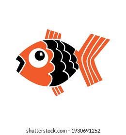 Pescado fino de estilo plano aislado de fondo blanco. Ilustración de material vectorial.