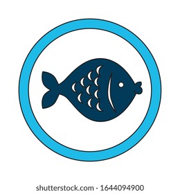 cute fish in frame circular vector illustration design