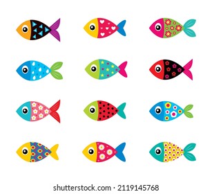 süße Fischgrafik-Vektorgrafik-Kollektion