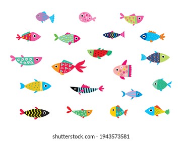 cute fish graphic vector set