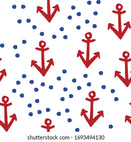 Cute Fish Hand Drawing. Beautiful Hand drawing sketch Seamless summer sea pattern with sailing print. Nautical pattern vector with cute undersea inhabitants. Creative childish background.