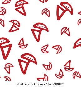 Cute Fish Hand Drawing. Seamless pattern of ornamental fish. Vector simple print. For packaging paper,yacht silhouette on wave,fabric,background.