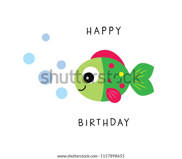 Cute Fish Happy Birthday Card Vector Stock Vector (Royalty Free ...