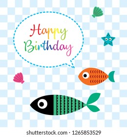 cute fish happy birthday greeting card