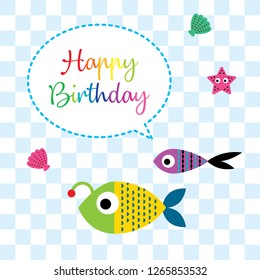cute fish happy birthday greeting card