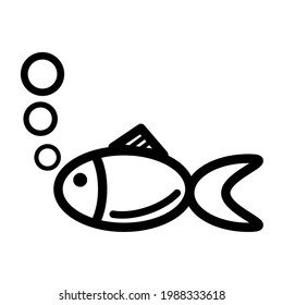 Cute fish. Fish icon. Black icon. Vector illustration.