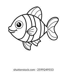 Cute fish icon vector silhouette  with while Background art