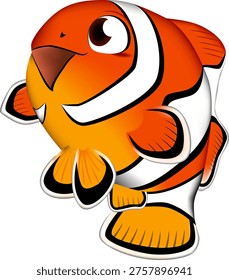Cute fish illustration 'clownfish' vector EPS format