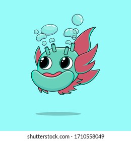 cute fish illustration special for book desaign, cute monster illustration special for book designs, cute monster special for tshirt design