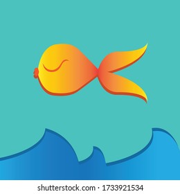 Ilustración de pescado lindo,Afiche de mar vector. peces caricatura.
