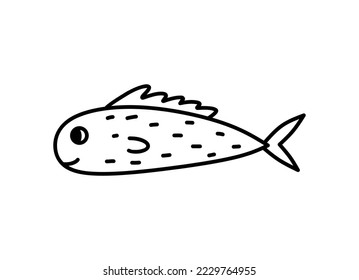 Cute fish isolated on white background. Vector hand-drawn illustration in doodle style. Perfect for decorations, logo, various designs.