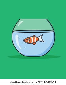 Cute fish jar vector illustration