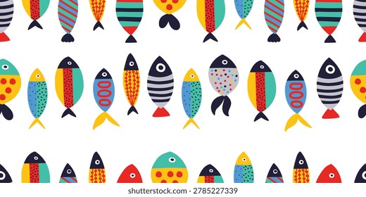 Cute  fish.  Kid background. Seamless pattern. Can be used in textile industry, paper, background, scrapbooking.