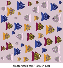 Cute fish. Kids background.  Can be used in textile industry, paper, background, scrapbooking.