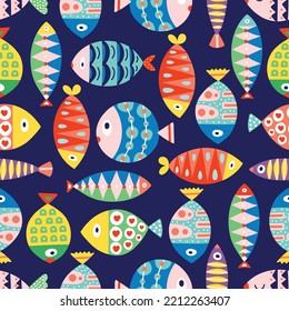 Cute fish.  Kids background. Can be used in textile industry, paper, background, scrapbooking.