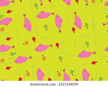 Cute fish kids background pattern design