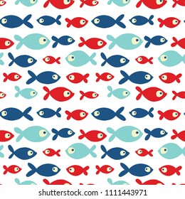 Cute fish. Kids background. Seamless pattern.