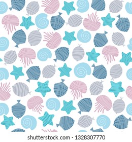 Cute fish. Kids background. Seamless pattern for fabric.