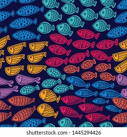 Cute fish. Kids background. Seamless pattern. Can be used in textile industry, paper, background, scrapbooking.