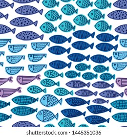 Cute fish. Kids background. Seamless pattern. Can be used in textile industry, paper, background, scrapbooking.