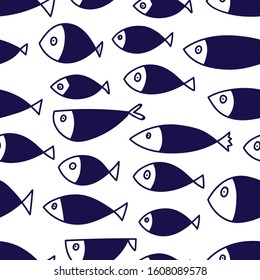 Cute fish. Kids background. Seamless pattern. Can be used in textile industry, paper, background, scrapbooking.