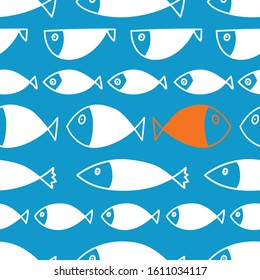 Cute fish. Kids background. Seamless pattern. Can be used in textile industry, paper, background, scrapbooking.