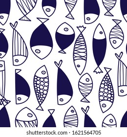 Cute fish. Kids background. Seamless pattern. Can be used in textile industry, paper, background, scrapbooking.