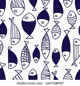 Cute fish. Kids background. Seamless pattern. Can be used in textile industry, paper, background, scrapbooking.