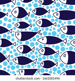 Cute fish. Kids background. Seamless pattern. Can be used in textile industry, paper, background, scrapbooking.