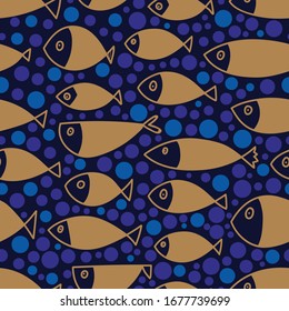 Cute fish. Kids background. Seamless pattern. Can be used in textile industry, paper, background, scrapbooking.