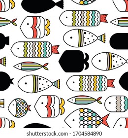 Cute fish. Kids background. Seamless pattern. Can be used in textile industry, paper, background, scrapbooking.