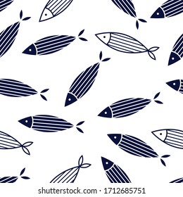 Cute fish.  Kids background. Seamless pattern. Can be used in textile industry, paper, background, scrapbooking.