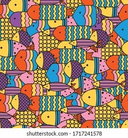 Cute fish. Kids background. Seamless pattern. Can be used in textile industry, paper, background, scrapbooking.